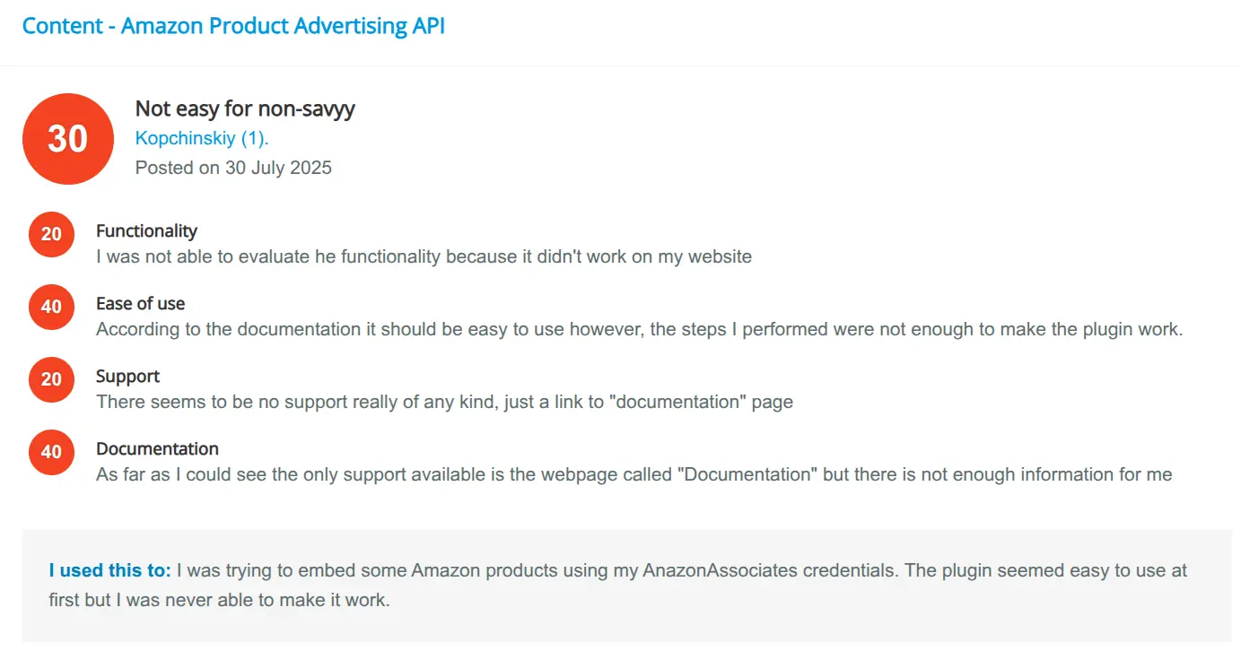Content - Amazon Product Advertising API Review