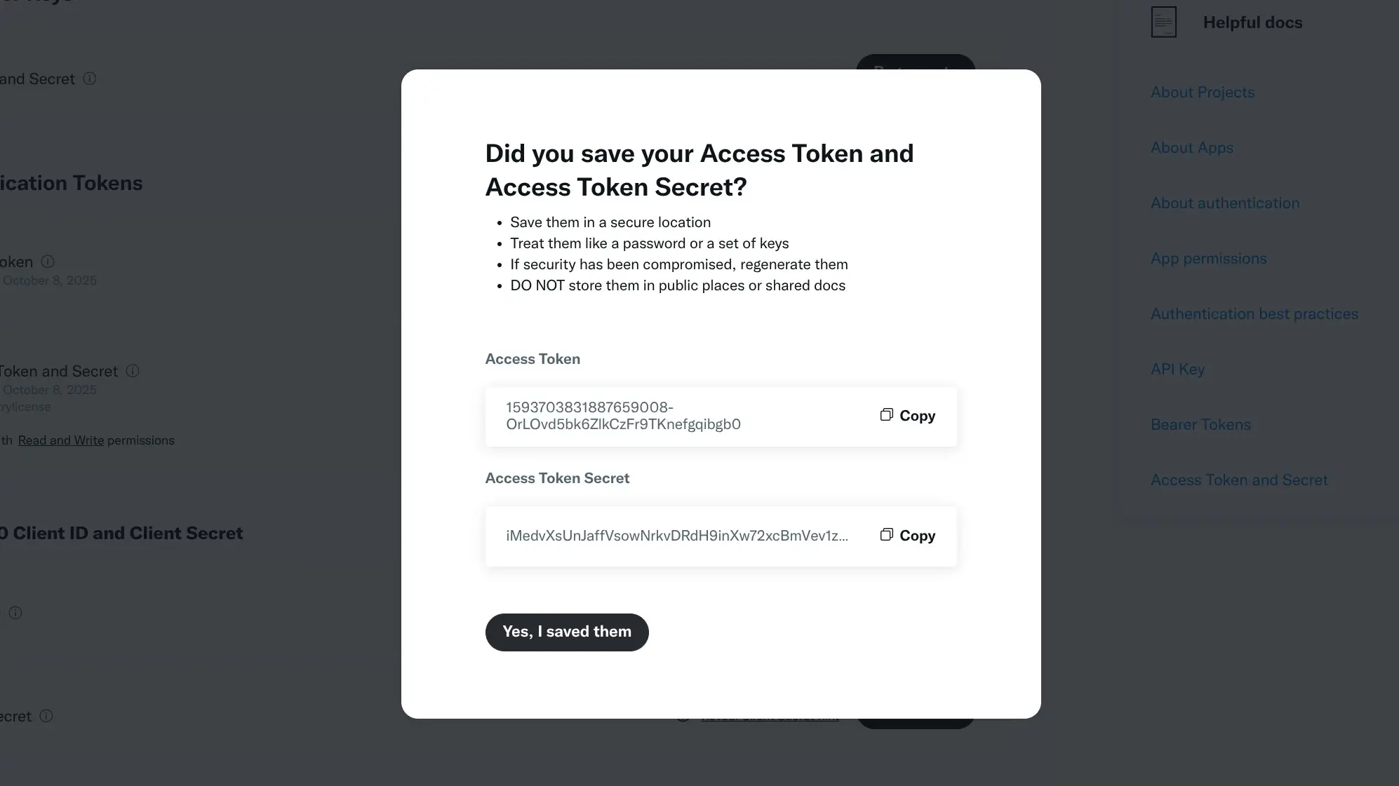 Access Token and Secret
