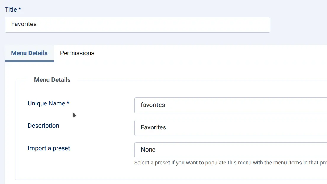 Create the Favorites menu