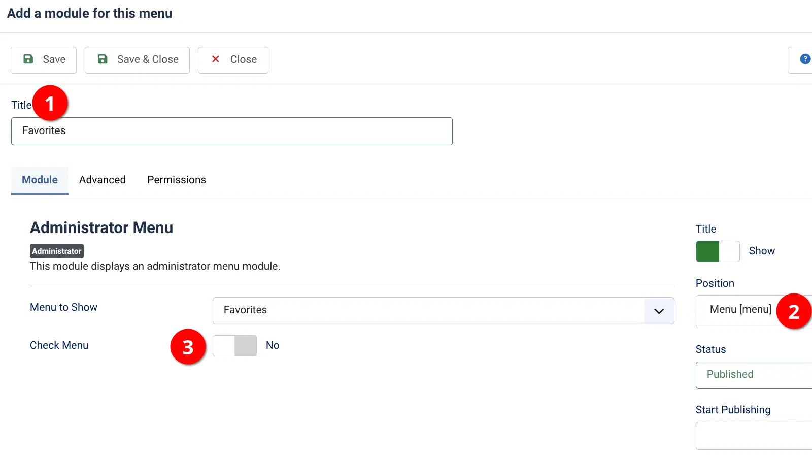 Set up your admin menu