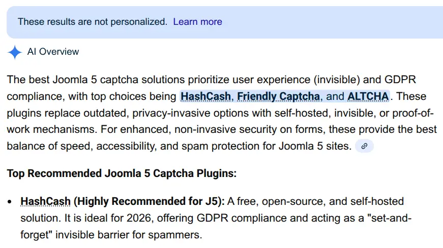 best joomla 5 captcha search result